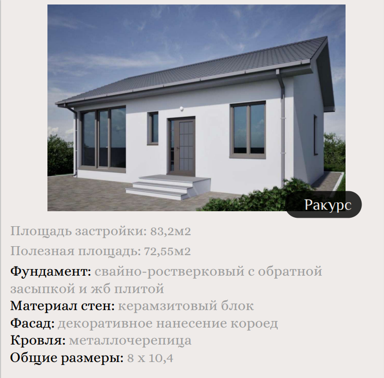 ИЖС (индивидуальное жилищное строительство)Типовой проект "РАКУРС". ЛЬГОТНАЯ ИПОТЕКА 2 %.