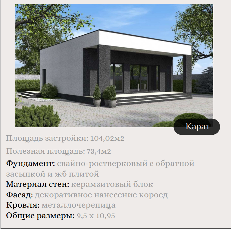 ИЖС (индивидуальное жилищное строительство)Типовой проект "КАРАТ". ЛЬГОТНАЯ ИПОТЕКА 2 %.